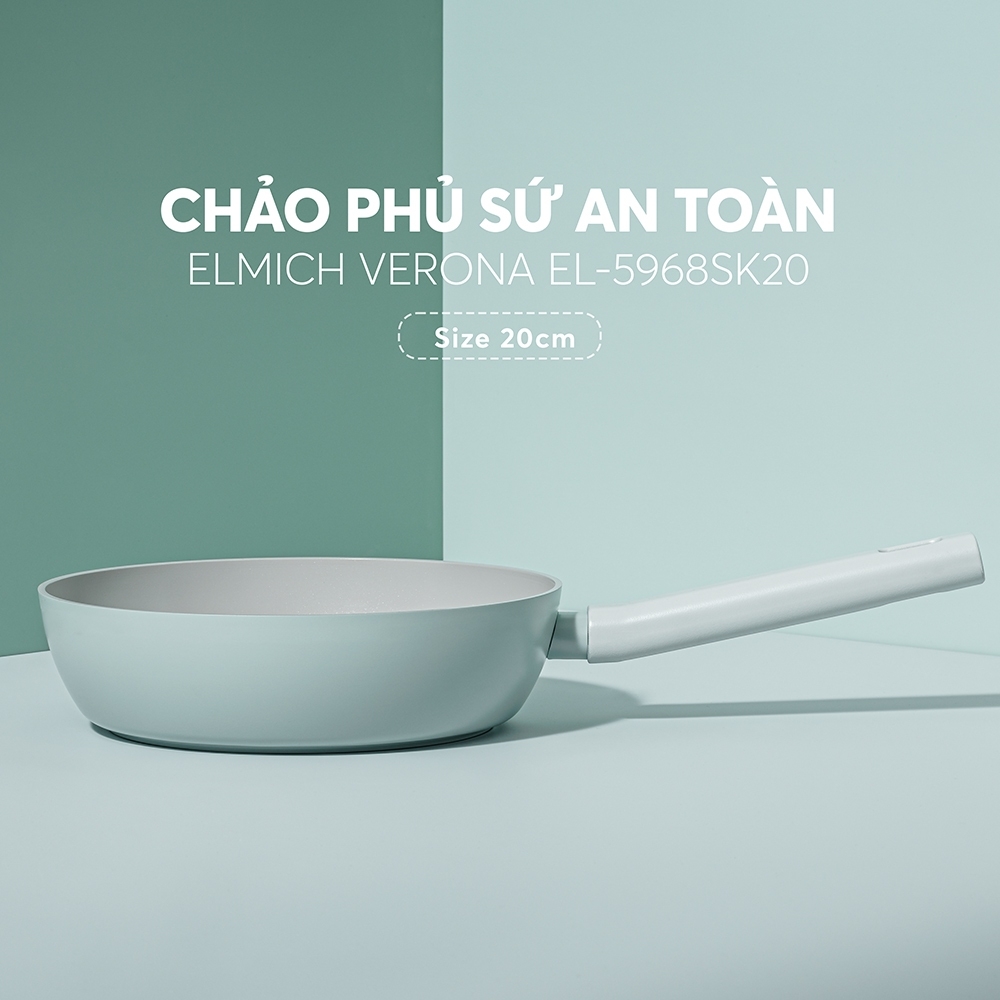 Chảo phủ sứ an toàn Elmich Verona EL-5968SK nhiều size, Hàng chính hãng, dùng được mọi bếp - JoyMall