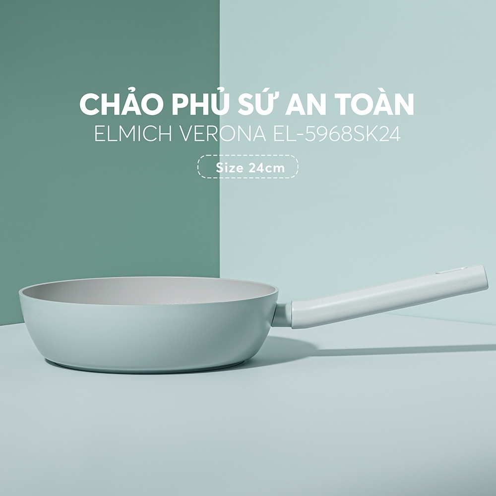 Chảo phủ sứ an toàn Elmich Verona EL-5968SK nhiều size, Hàng chính hãng, dùng được mọi bếp - JoyMall
