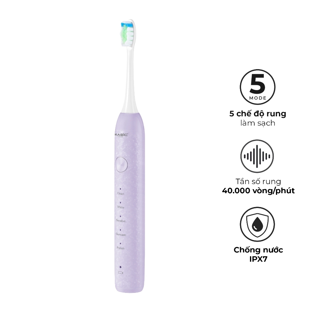 Bàn chải điện Magic B-26, Hàng chính hãng, 5 chế độ làm sạch, gọn nhẹ, dễ mang theo - JoyMall