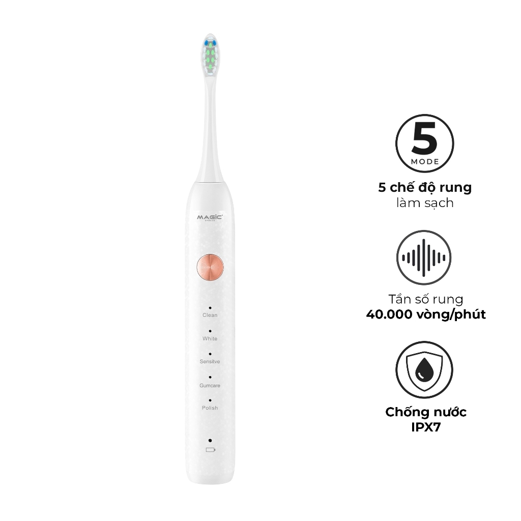 Bàn chải điện Magic B-26, Hàng chính hãng, 5 chế độ làm sạch, gọn nhẹ, dễ mang theo - JoyMall