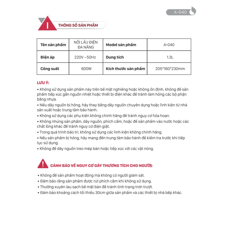 Nồi lẩu điện đa năng Magic Eco 1.3L, Hàng chính hãng, nút vặn điều khiển, tay cầm tiện lợi - JoyMall