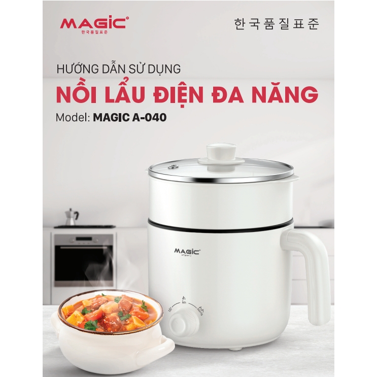 Nồi lẩu điện đa năng Magic Eco 1.3L, Hàng chính hãng, nút vặn điều khiển, tay cầm tiện lợi - JoyMall