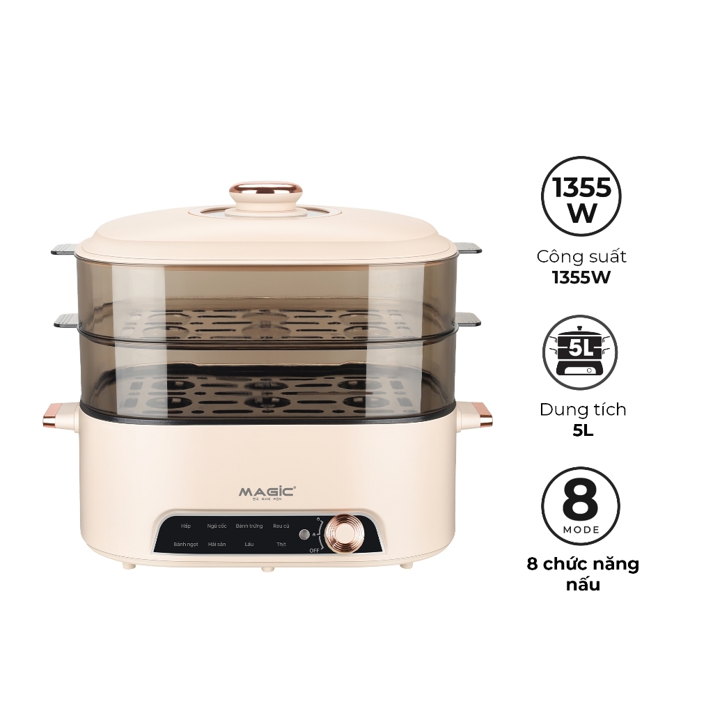 Nồi lẩu hấp hơi thủy nhiệt Magic A-090 5L, Hàng chính hãng, mâm nhiệt lớn, phủ chống dính - JoyMall