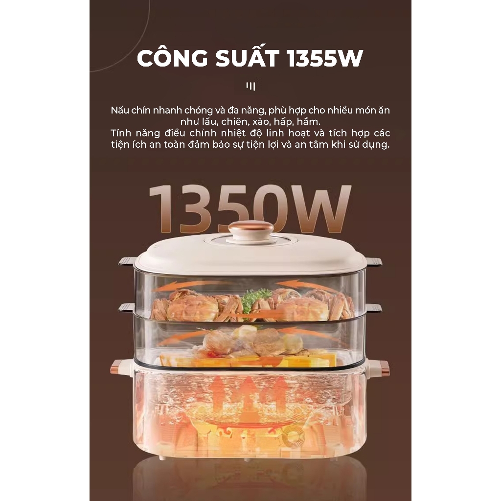 Nồi lẩu hấp hơi thủy nhiệt Magic A-090 5L, Hàng chính hãng, mâm nhiệt lớn, phủ chống dính - JoyMall