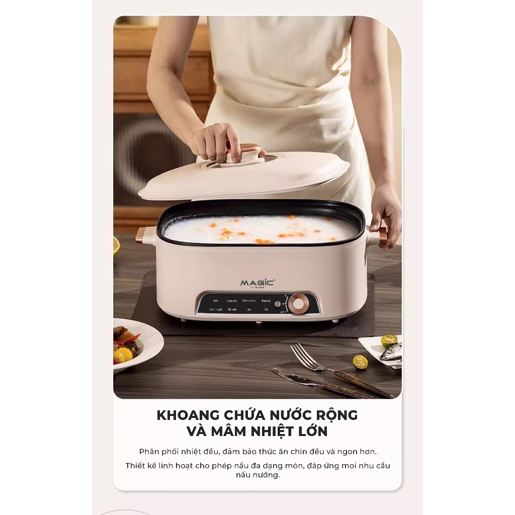 Nồi lẩu hấp hơi thủy nhiệt Magic A-090 5L, Hàng chính hãng, mâm nhiệt lớn, phủ chống dính - JoyMall