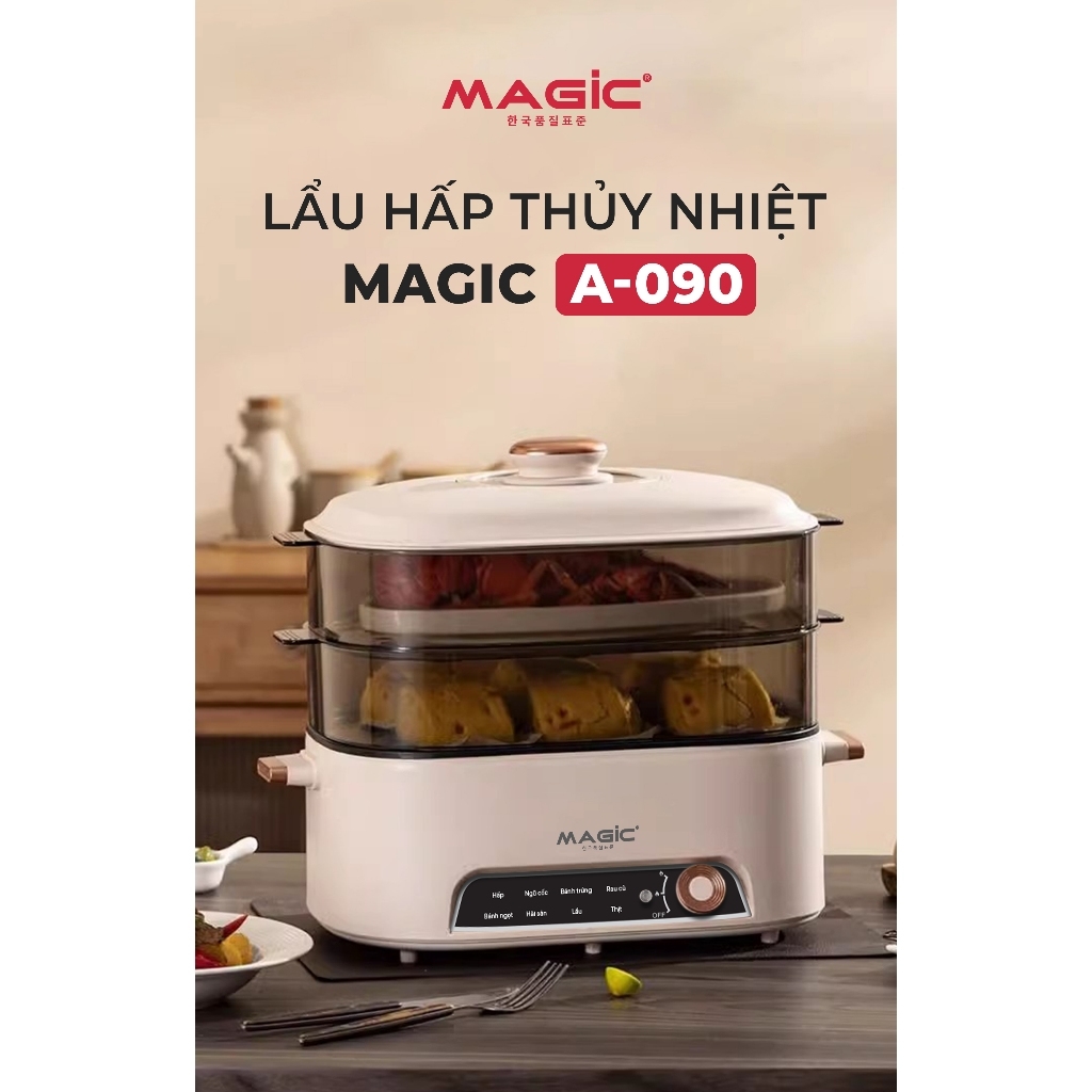 Nồi lẩu hấp hơi thủy nhiệt Magic A-090 5L, Hàng chính hãng, mâm nhiệt lớn, phủ chống dính - JoyMall