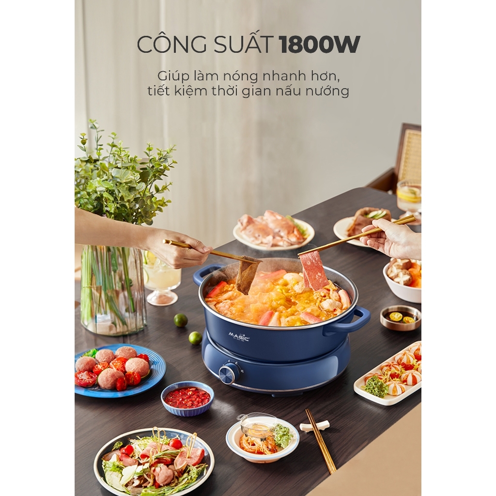 Nồi lẩu hấp hơi thủy nhiệt 2 tầng MAGIC Eco AC-282 6L, Hàng chính hãng, mâm nhiệt rộng - JoyMall