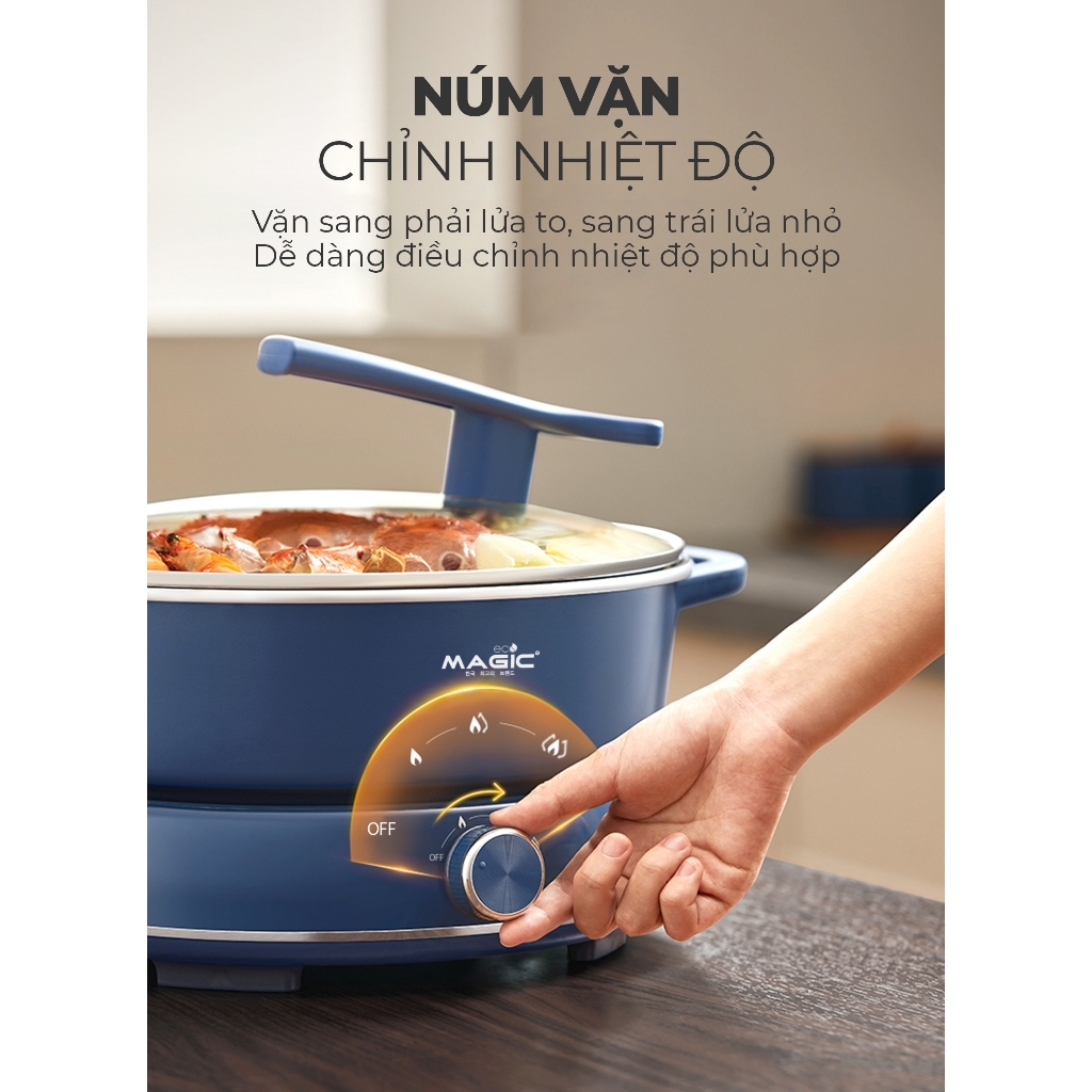 Nồi lẩu hấp hơi thủy nhiệt 2 tầng MAGIC Eco AC-282 6L, Hàng chính hãng, mâm nhiệt rộng - JoyMall
