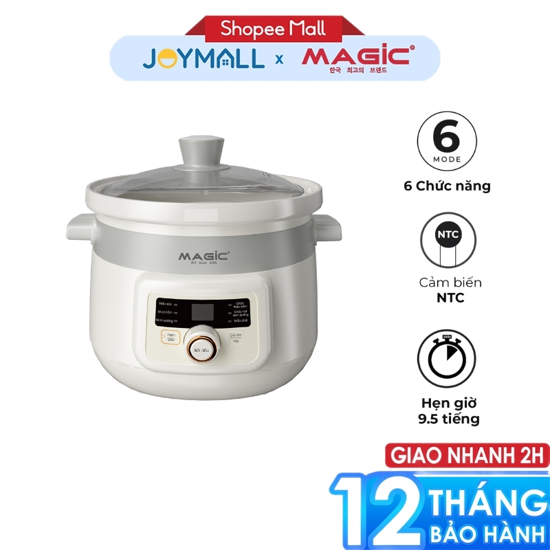 Nồi nấu chậm đa năng MAGIC A-050 A-051 2L, Hàng chính hãng, 6 chức năng nấu, chế độ giữ ấm - JoyMall
