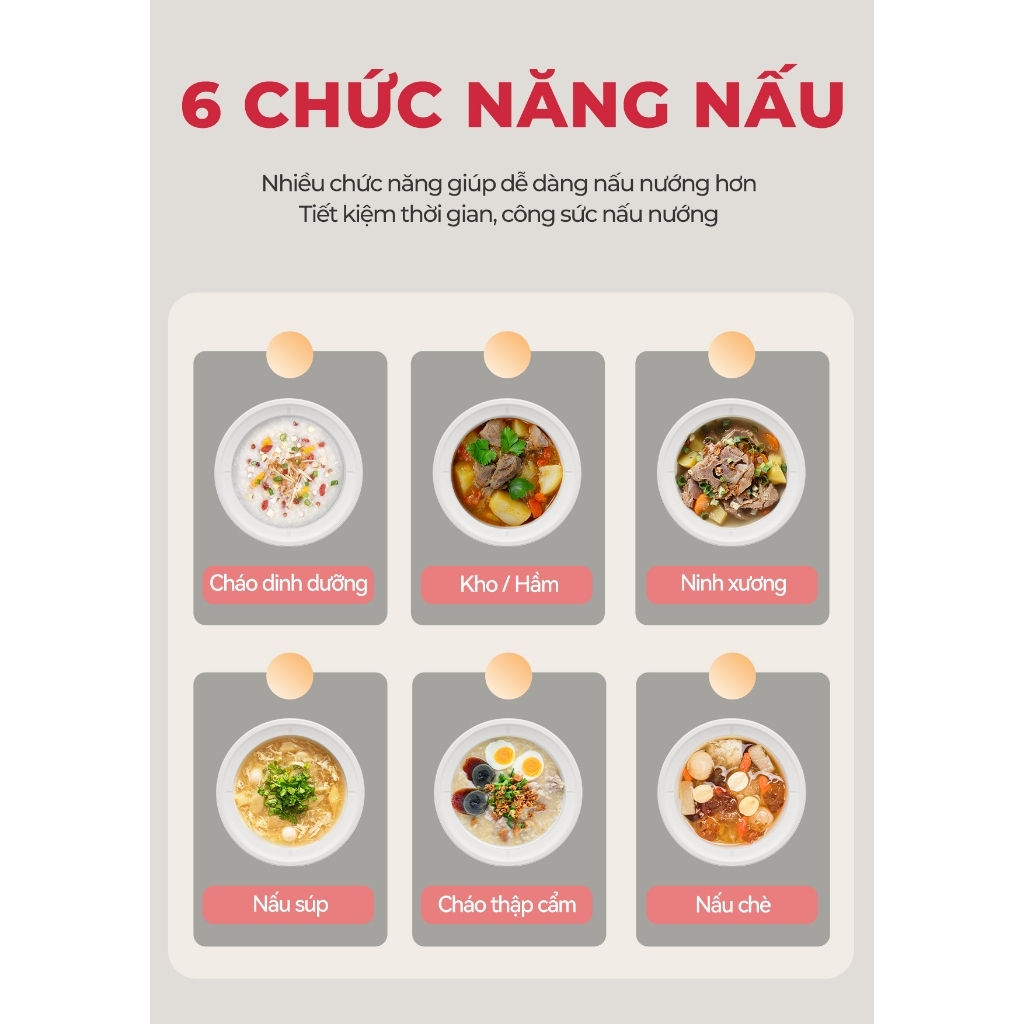 Nồi nấu chậm đa năng MAGIC A-050 A-051 2L, Hàng chính hãng, 6 chức năng nấu, chế độ giữ ấm - JoyMall