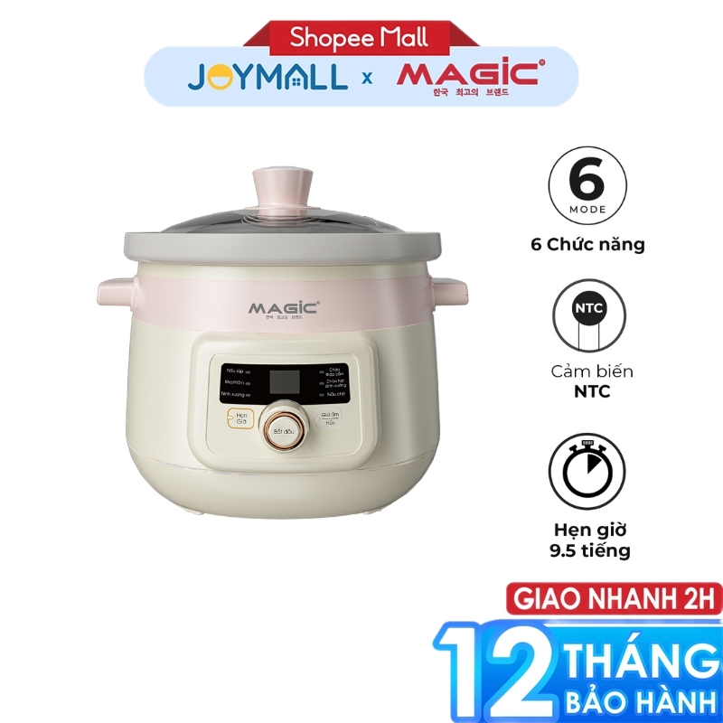 Nồi nấu chậm đa năng MAGIC A-050 A-051 2L, Hàng chính hãng, 6 chức năng nấu, chế độ giữ ấm - JoyMall