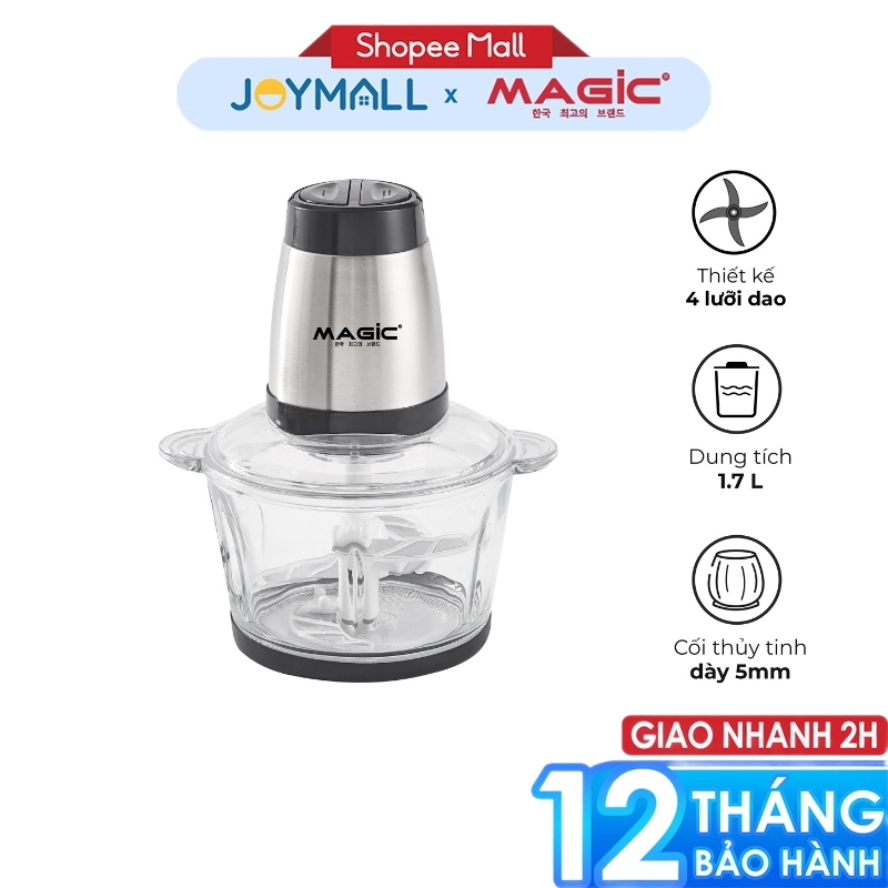 Máy xay thực phẩm đa năng MAGIC A-001 1.7L, Hàng chính hãng, cối thủy tinh, lưỡi dao kép - JoyMall