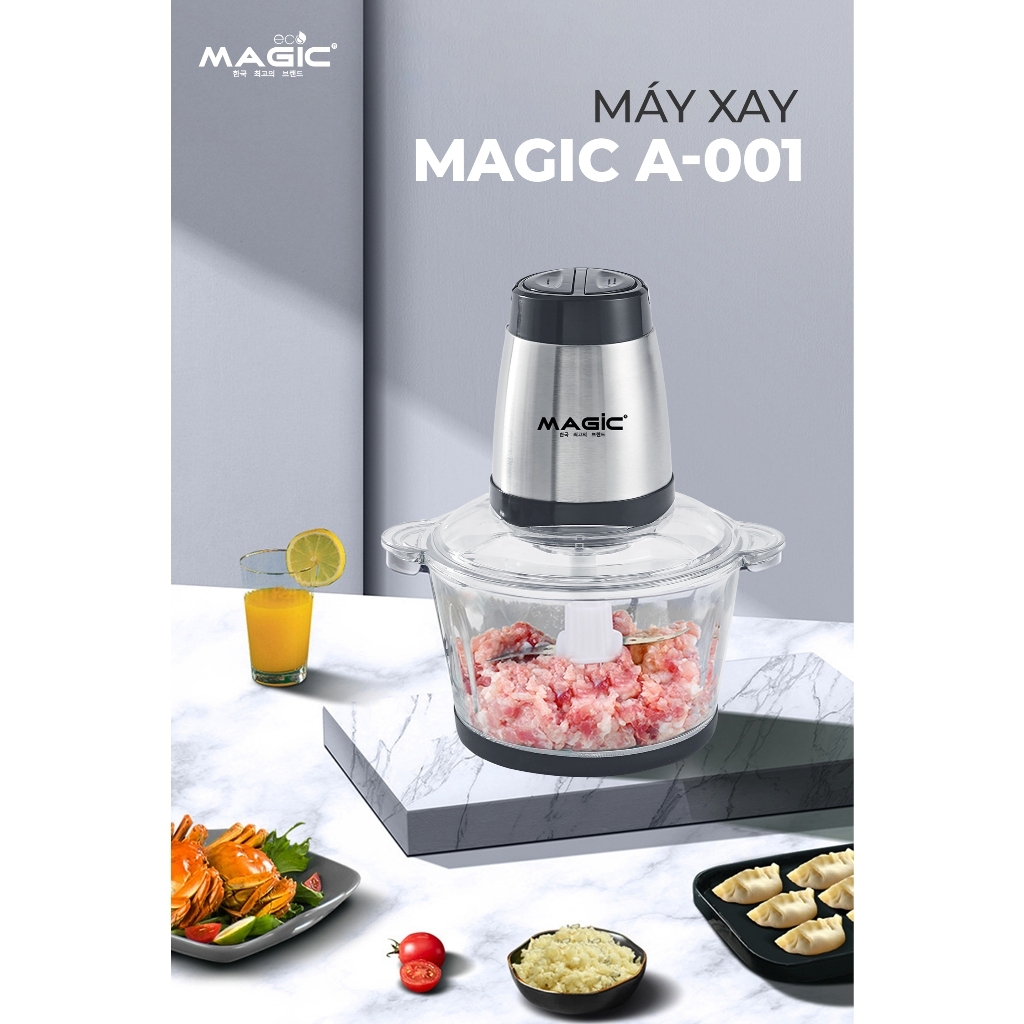 Máy xay thực phẩm đa năng MAGIC A-001 1.7L, Hàng chính hãng, cối thủy tinh, lưỡi dao kép - JoyMall