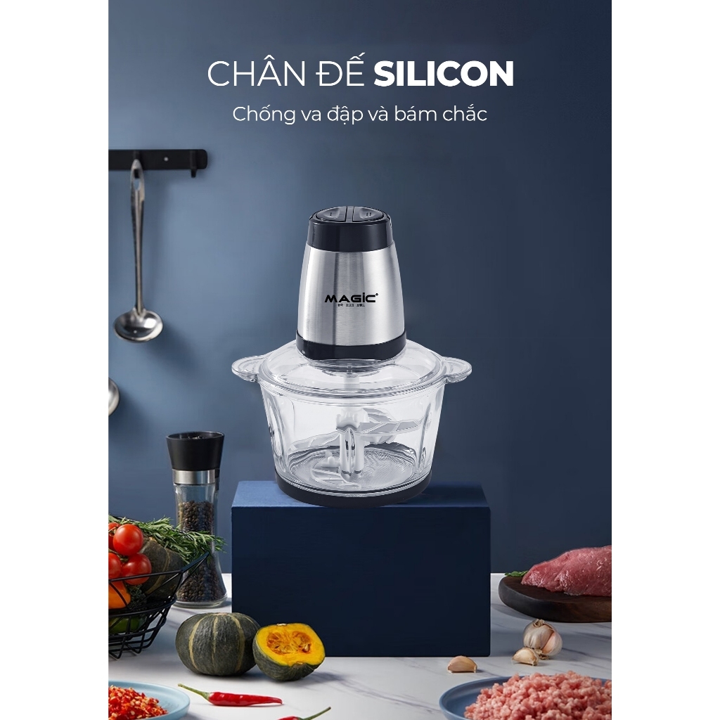 Máy xay thực phẩm đa năng MAGIC A-001 1.7L, Hàng chính hãng, cối thủy tinh, lưỡi dao kép - JoyMall