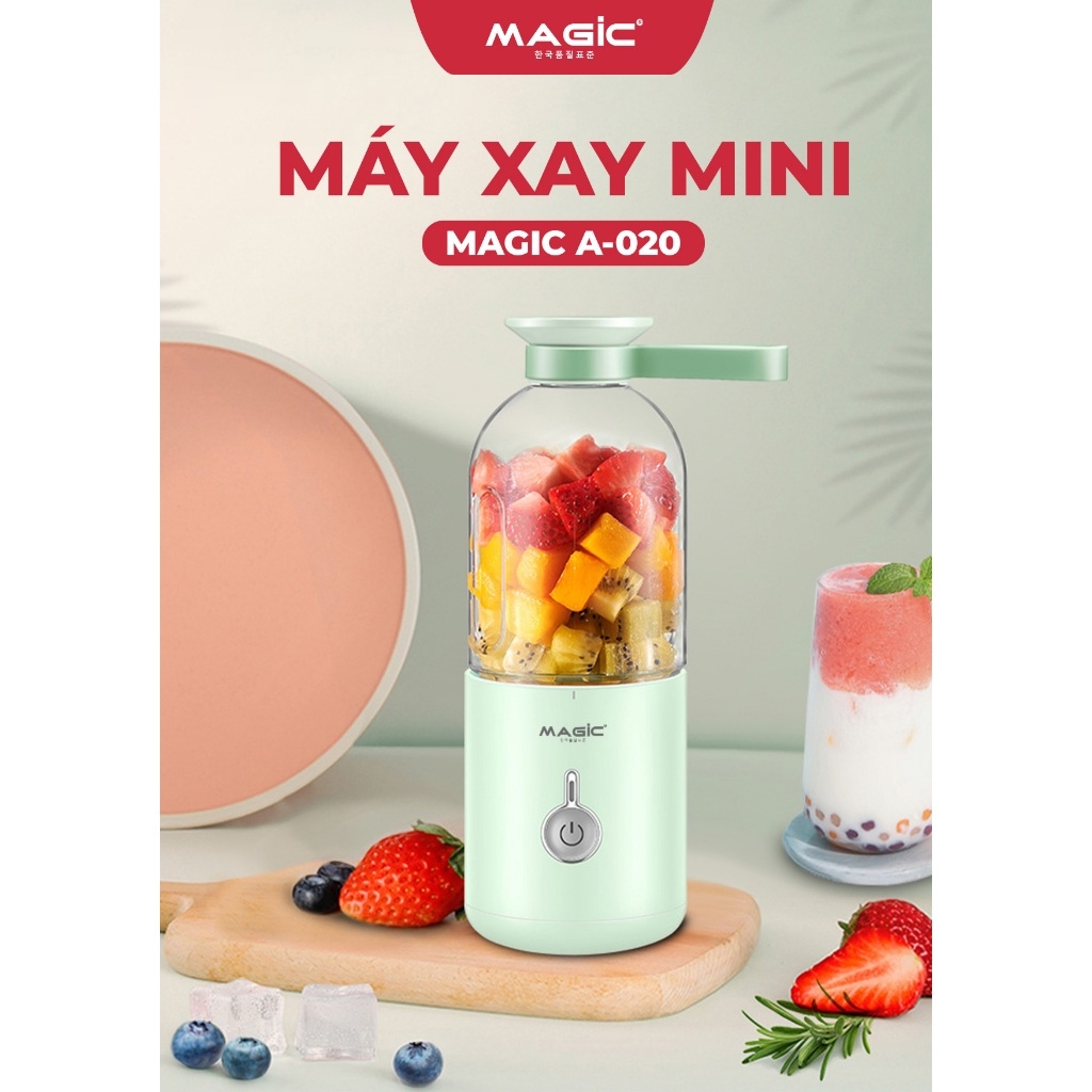 Máy xay sinh tố mini MAGIC A-020 A-021 350ml, Hàng chính hãng,lưỡi dao 6 cánh, xay nhanh 40s-JoyMall