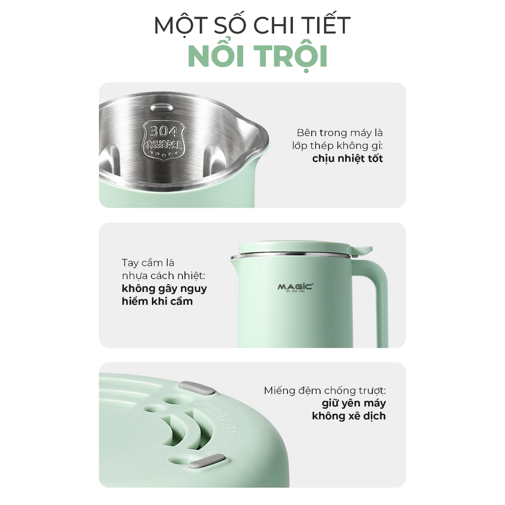 Máy xay nấu sữa hạt đa năng MAGIC A-95 800ml, Hàng chính hãng, lưỡi dao 8 cánh đa chiều - JoyMall