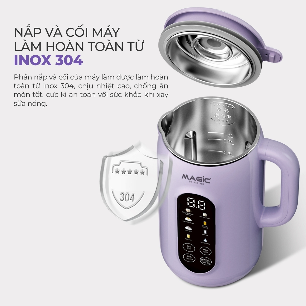 Máy xay nấu sữa hạt đa năng MAGIC A-100 1200ml, Hàng chính hãng, lưỡi dao 8 cánh đa chiều - JoyMall