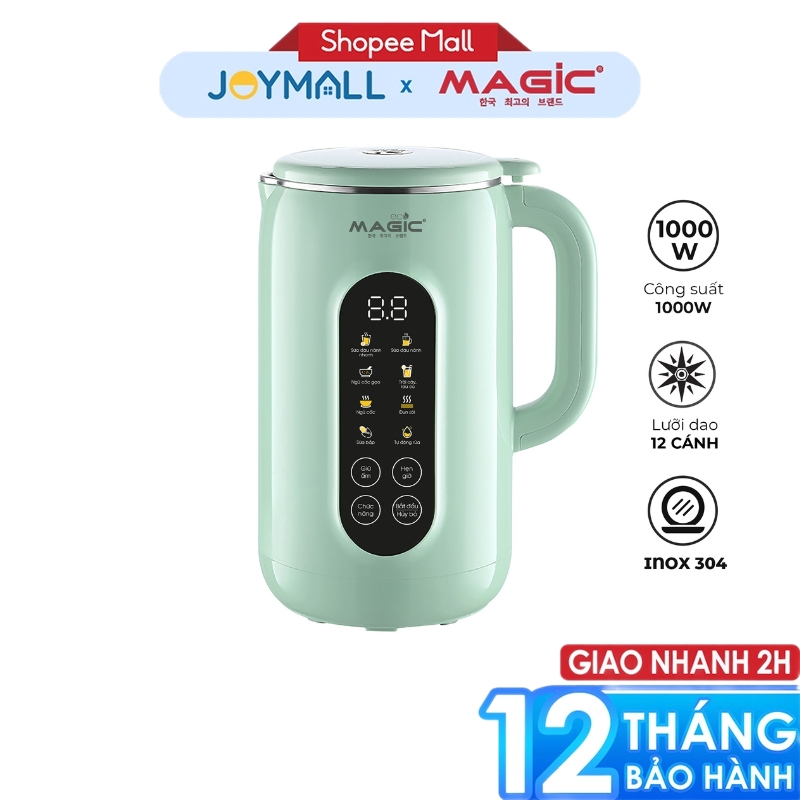 Máy xay nấu sữa hạt đa năng MAGIC Eco AC-55 1.2L 1000W, Hàng chính hãng, lưỡi dao 8 cánh - JoyMall