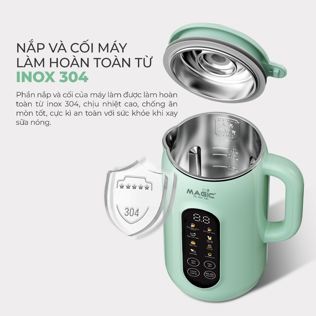 Máy xay nấu sữa hạt đa năng MAGIC Eco AC-55 1.2L 1000W, Hàng chính hãng, lưỡi dao 8 cánh - JoyMall