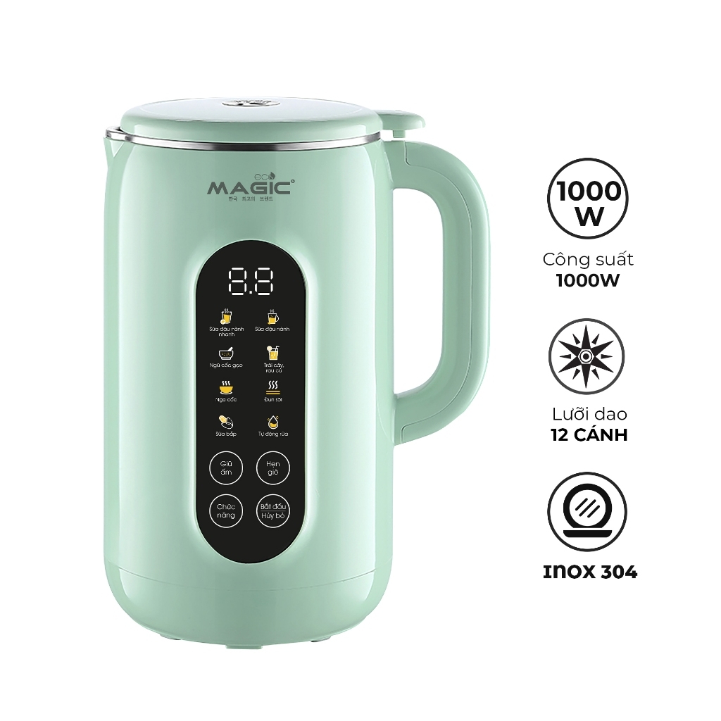 Máy xay nấu sữa hạt đa năng MAGIC Eco AC-55 1.2L 1000W, Hàng chính hãng, lưỡi dao 8 cánh - JoyMall