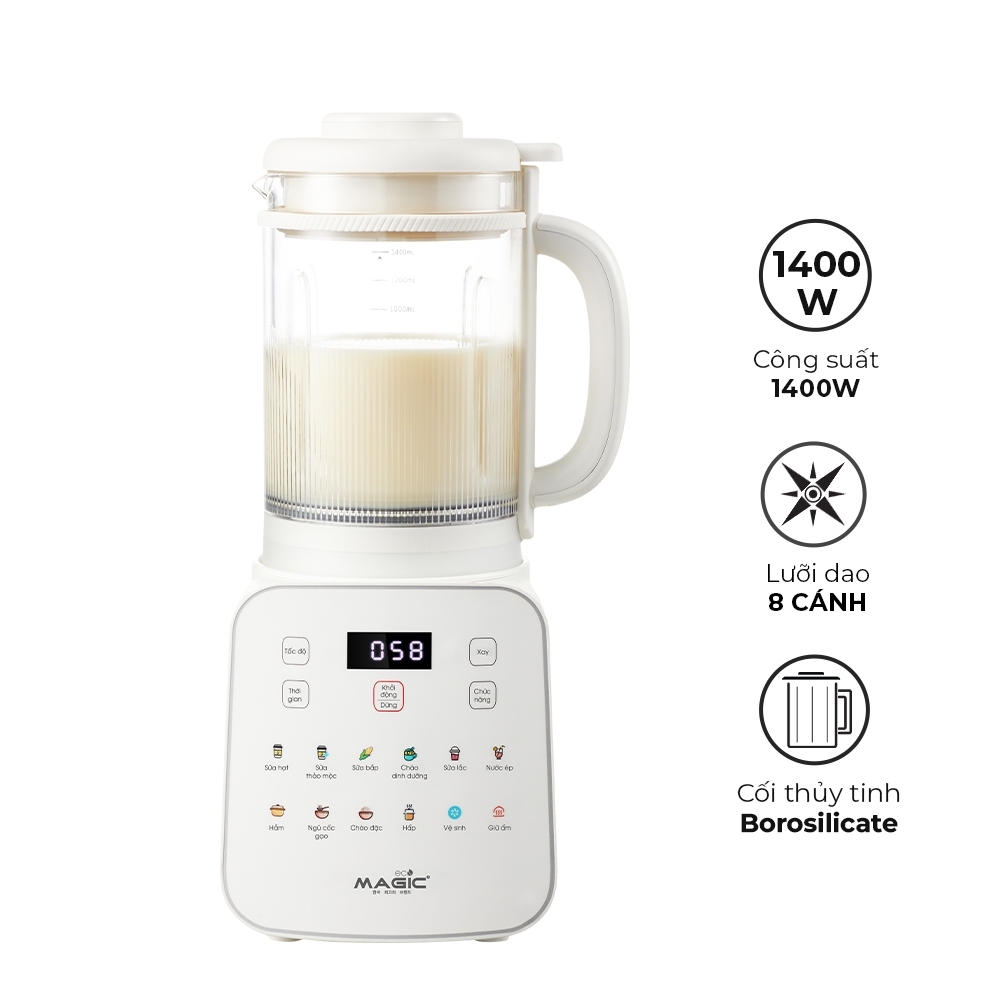 Máy xay nấu sữa hạt đa năng MAGIC Eco AC-143 1.75L, Hàng chính hãng, lớp men chống dính - JoyMall