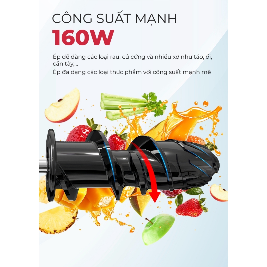 Máy ép chậm trục ngang MAGIC Eco AC-136, Hàng chính hãng, công nghệ ép lạnh, nhựa cao cấp - JoyMall