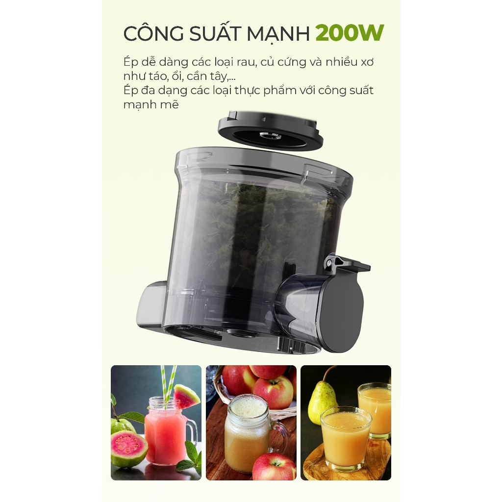 Máy ép chậm miệng rộng MAGIC Eco AC-146, Hàng chính hãng, lưới lọc 3 tầng, tháo lắp đơn giản-JoyMall