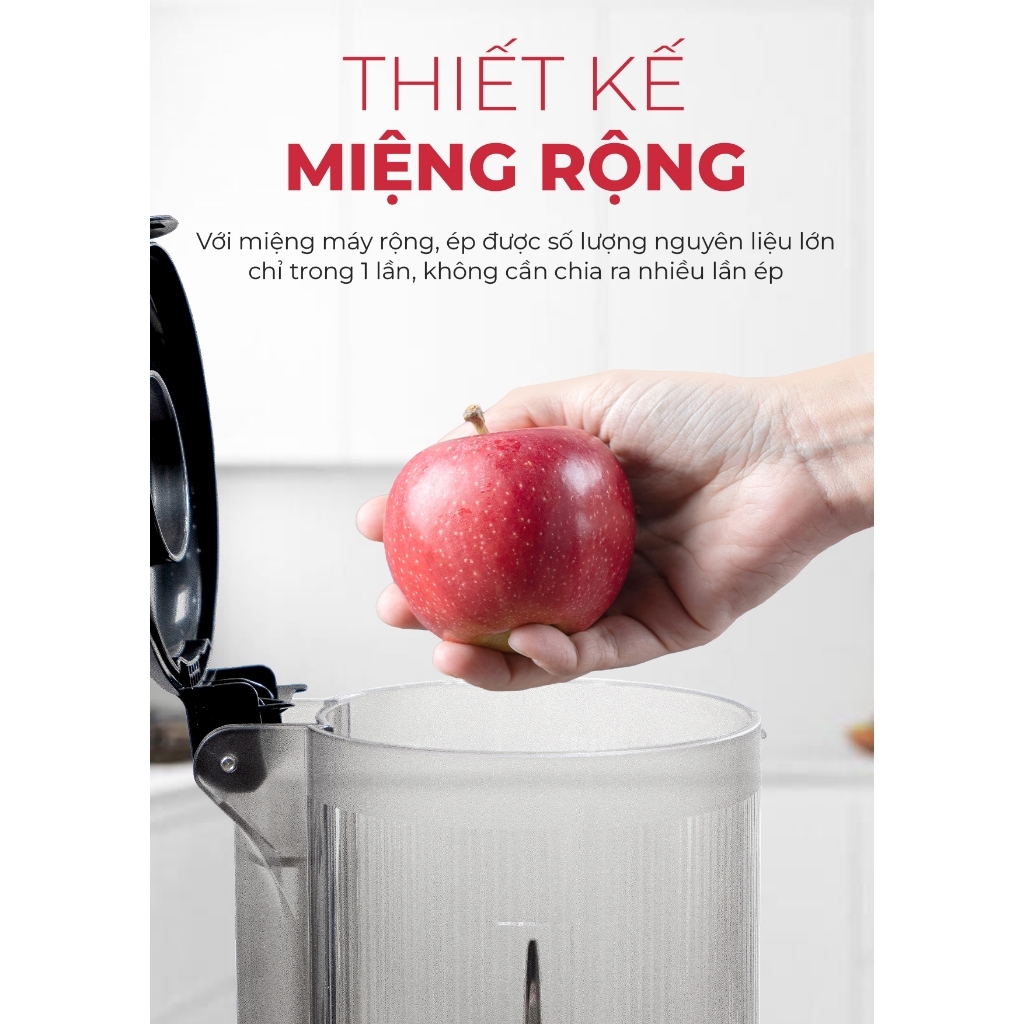 Máy ép chậm miệng rộng MAGIC Eco AC-148, Hàng chính hãng, trục xoay nằm dọc, tháo lắp 5s - JoyMall