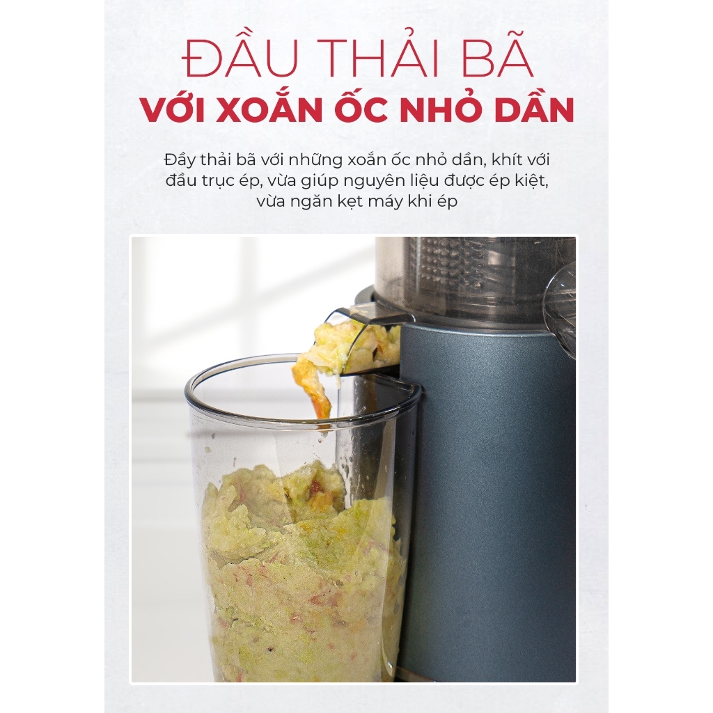 Máy ép chậm miệng rộng MAGIC Eco AC-148, Hàng chính hãng, trục xoay nằm dọc, tháo lắp 5s - JoyMall