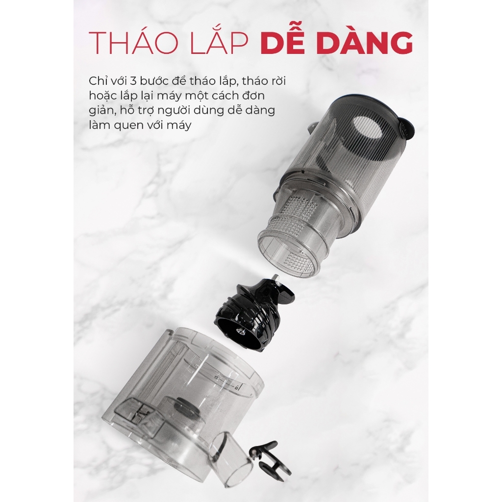 Máy ép chậm miệng rộng MAGIC Eco AC-148, Hàng chính hãng, trục xoay nằm dọc, tháo lắp 5s - JoyMall