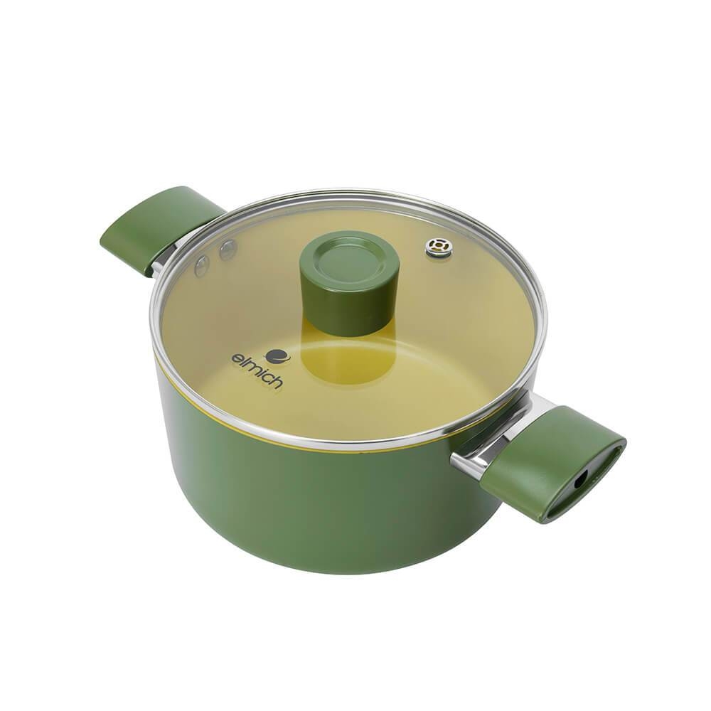 Bộ nồi phủ sứ chống dính Elmich Olive Classic EL-5228OV03 nhiều size, Hàng chính hãng, dùng cho mọi bếp - JoyMall