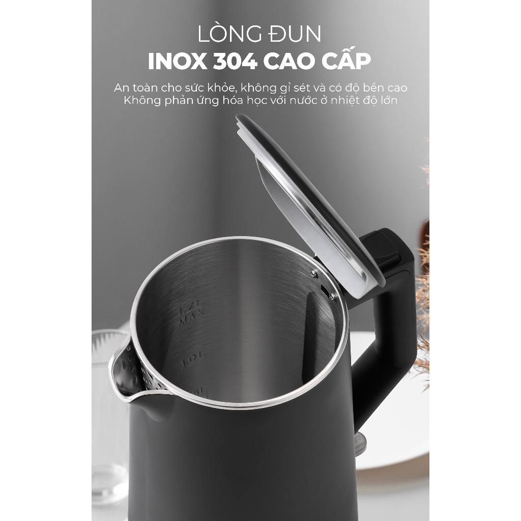 Bình đun siêu tốc thông minh MAGIC Eco AC-43 1.7L 2200W, Hàng chính hãng, đế tiếp điện strix-JoyMall