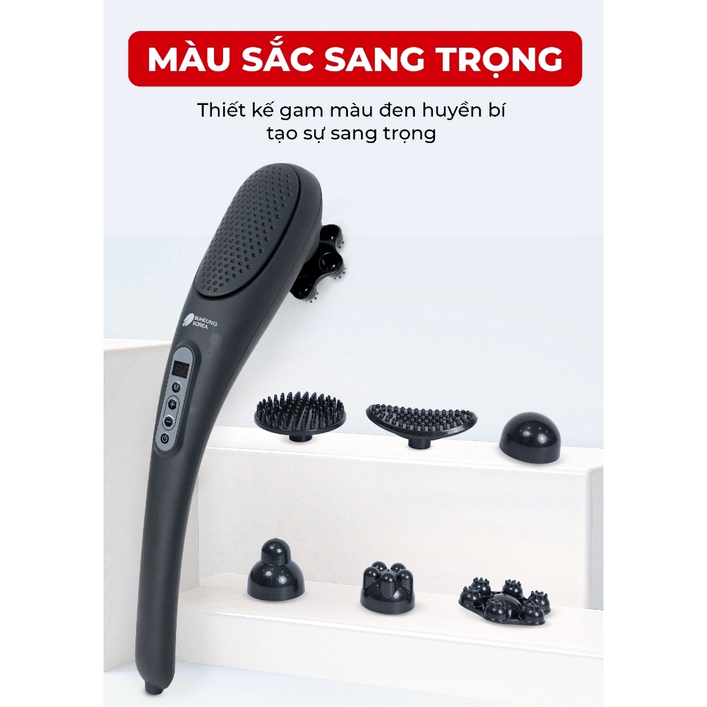 Máy massage cầm tay BUHEUNG MK-301, Hàng chính hãng, 6 đầu massage, pin sạc tiện lợi - JoyMall