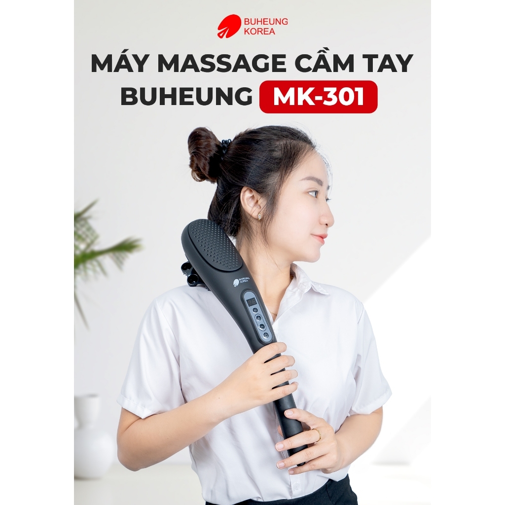 Máy massage cầm tay BUHEUNG MK-301, Hàng chính hãng, 6 đầu massage, pin sạc tiện lợi - JoyMall