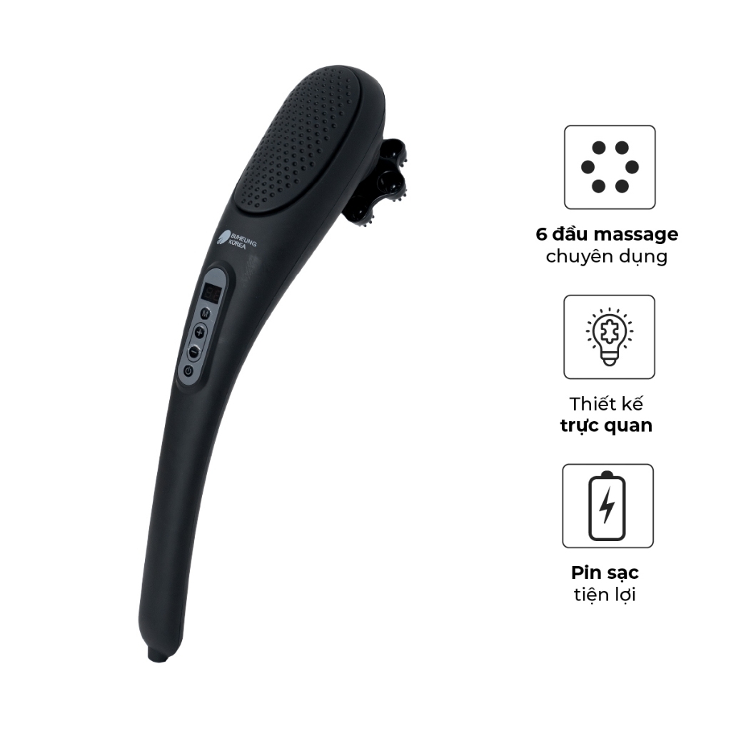 Máy massage cầm tay BUHEUNG MK-301, Hàng chính hãng, 6 đầu massage, pin sạc tiện lợi - JoyMall