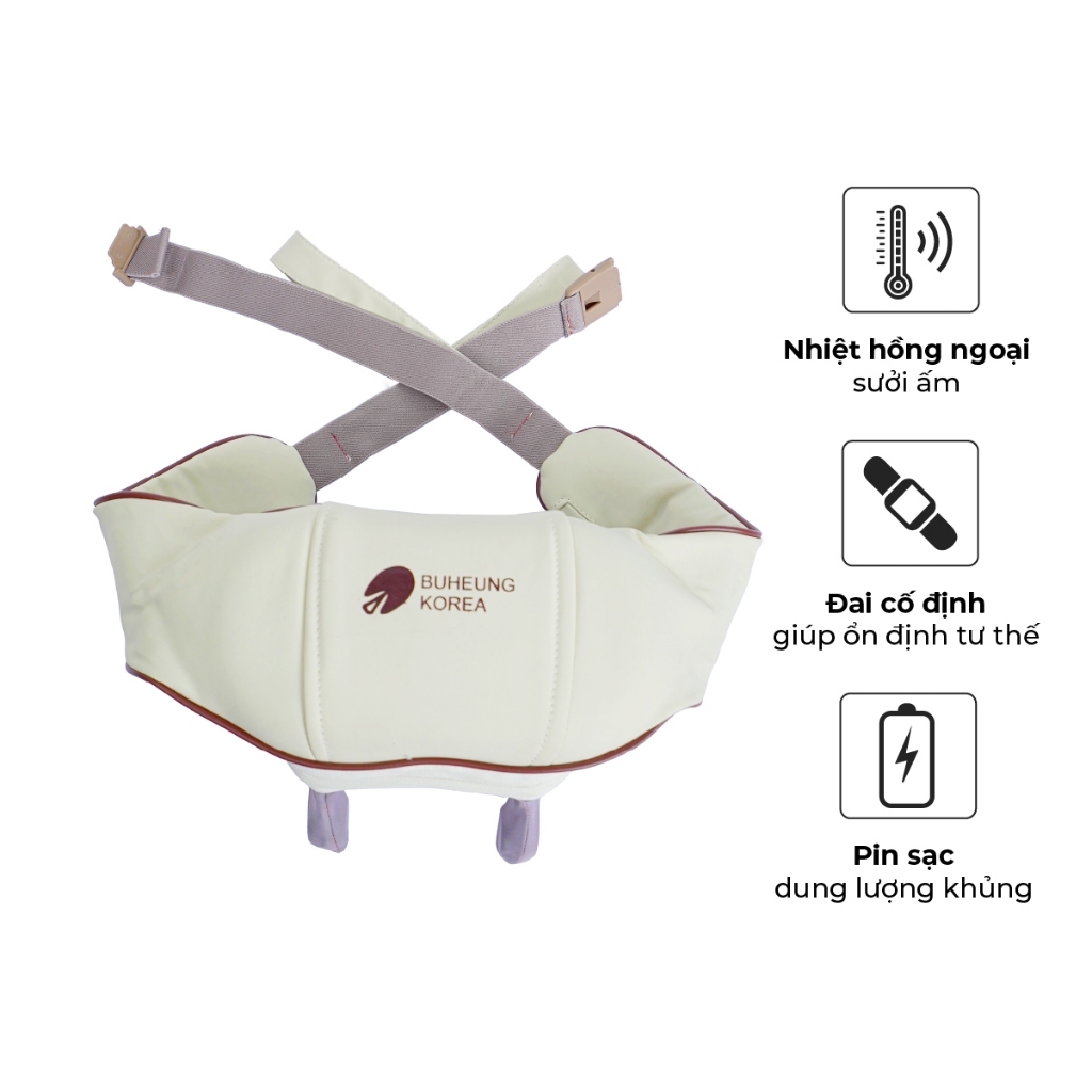Máy massage cổ vai gáy Buheung MK-332, Hàng chính hãng, có đai cố định, sưởi ấm hồng ngoại - JoyMall