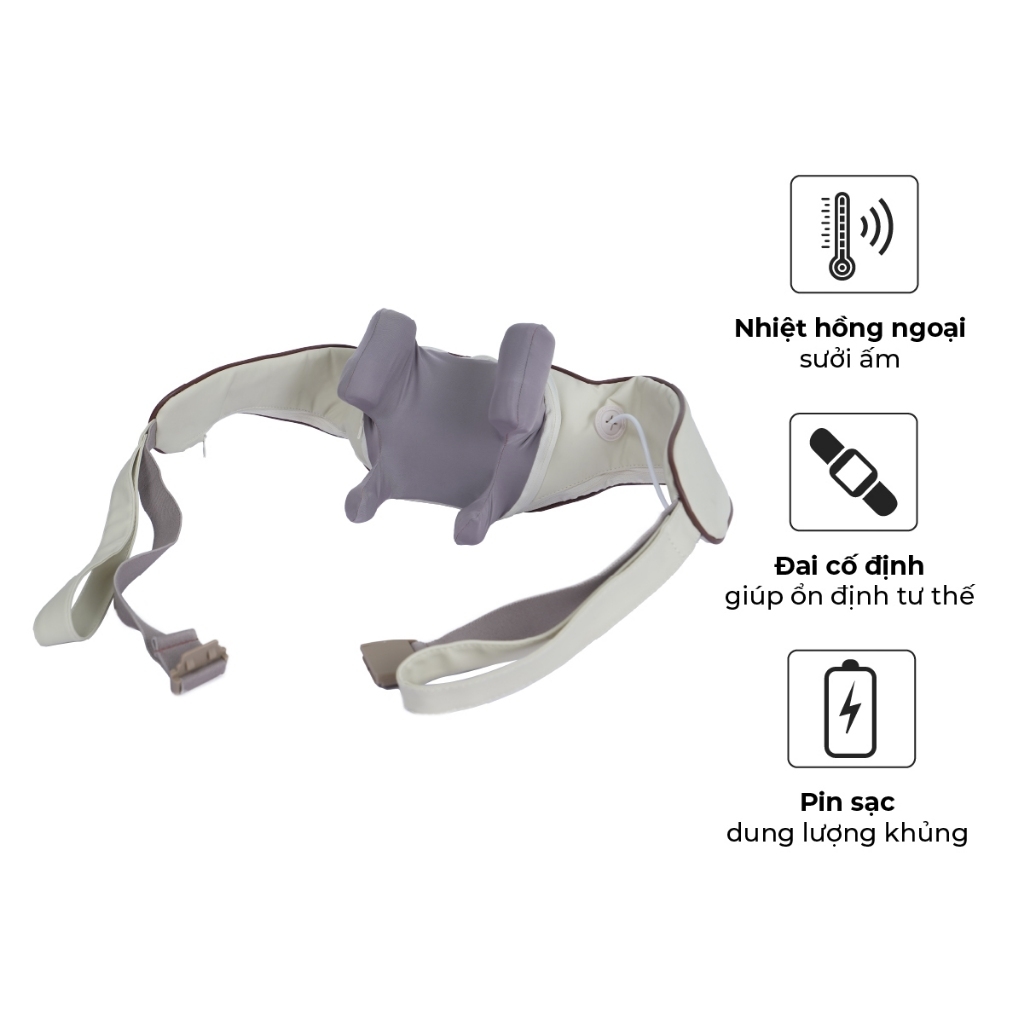 Máy massage cổ vai gáy Buheung MK-332, Hàng chính hãng, có đai cố định, sưởi ấm hồng ngoại - JoyMall