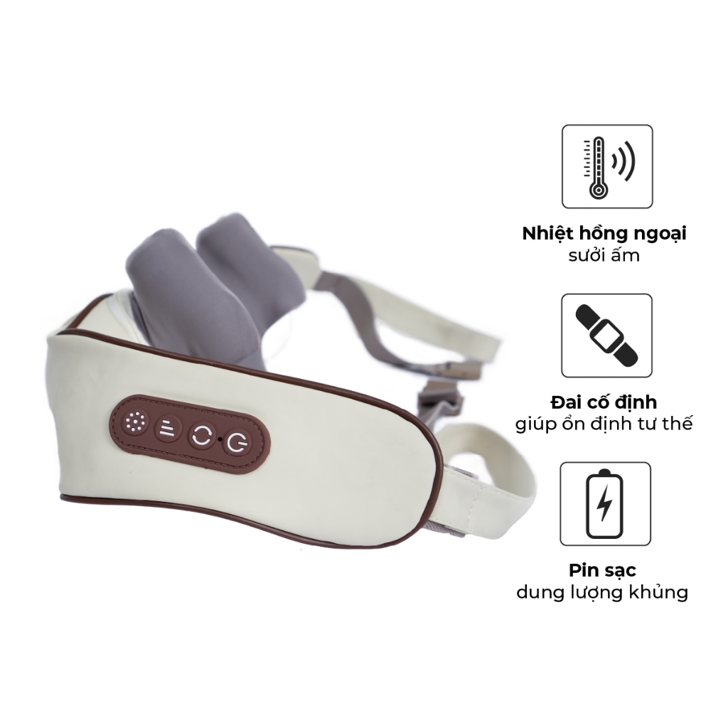 Máy massage cổ vai gáy Buheung MK-332, Hàng chính hãng, có đai cố định, sưởi ấm hồng ngoại - JoyMall