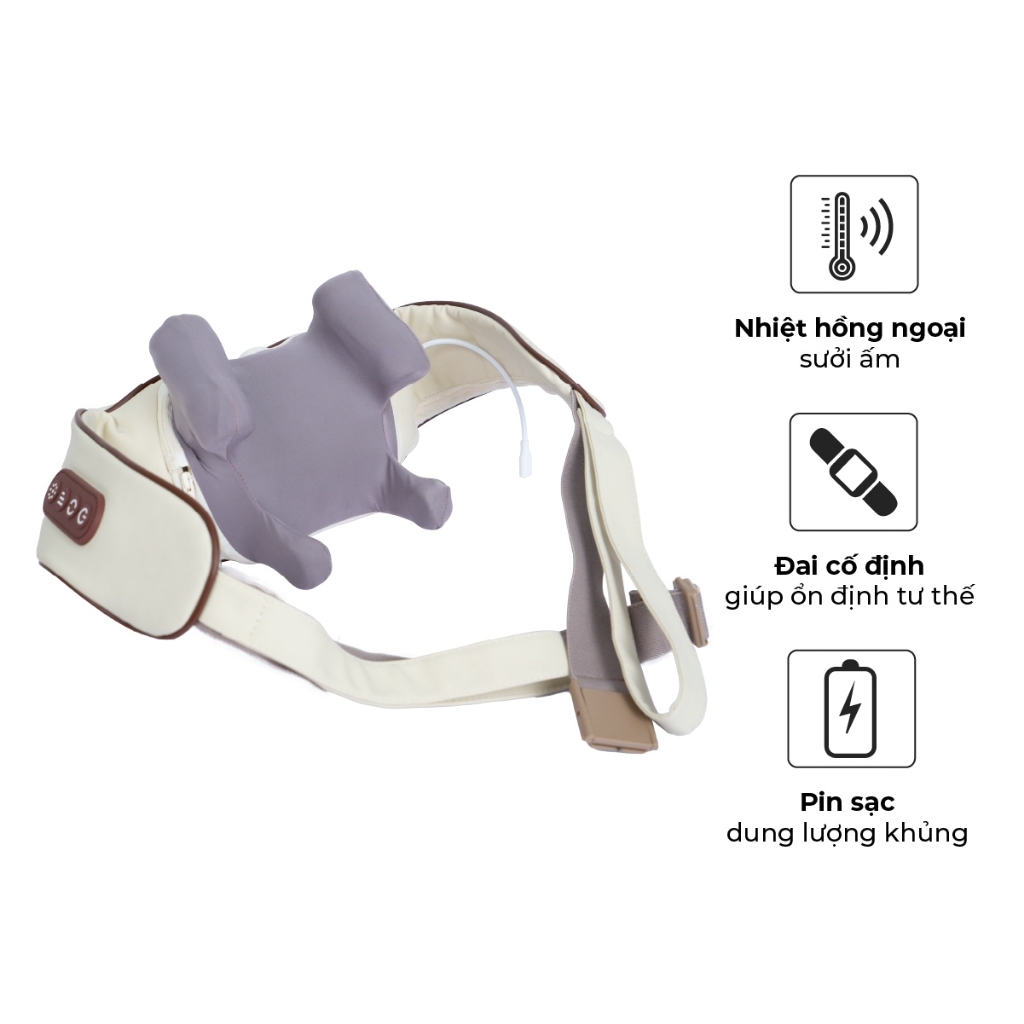 Máy massage cổ vai gáy Buheung MK-332, Hàng chính hãng, có đai cố định, sưởi ấm hồng ngoại - JoyMall