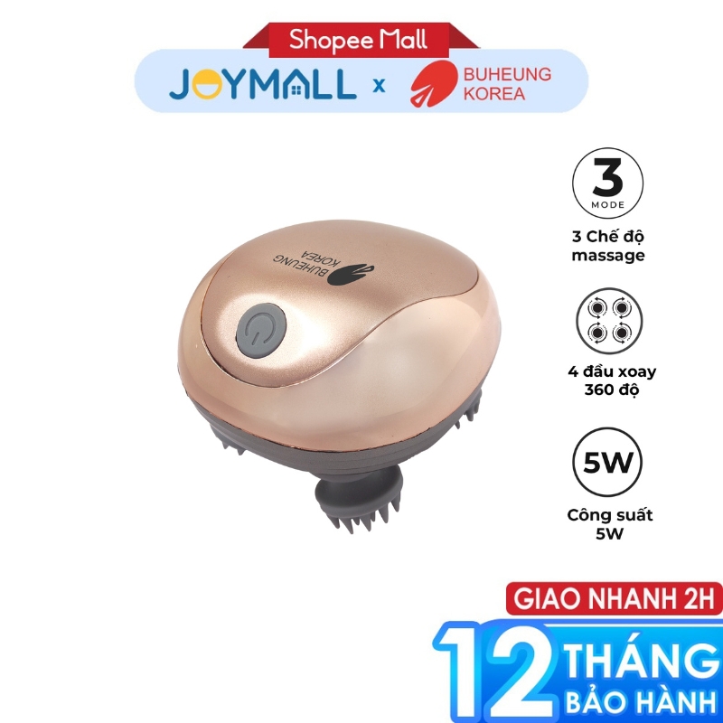 Máy massage đầu Buheung MK-341 5W, Hàng chính hãng, 3 chế độ massage, 4 đầu xoay 360 độ - JoyMall