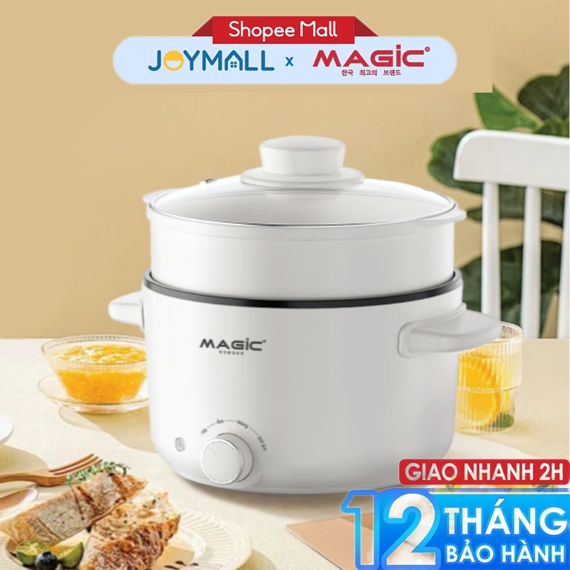 Nồi lẩu điện đa năng MAGIC A-042 2.5L, Hàng chính hãng, núm vặn chỉnh nhiệt độ, có khay hấp -JoyMall