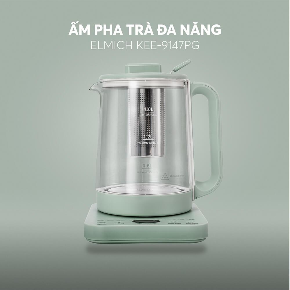 Ấm pha trà đa năng 1.8L Elmich KEE-9147, Hàng chính hãng, 8 chương trình đun nấu - JoyMall