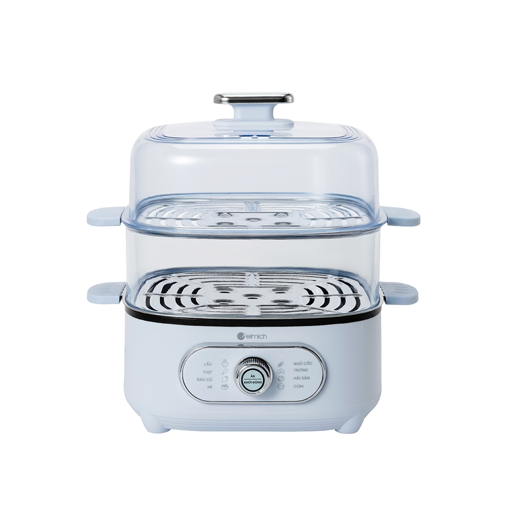 Nồi lẩu hấp 2 tầng Elmich STE-9098, Hàng chính hãng, 8 tính năng hấp, khay hấp nhựa tháo rời-JoyMall