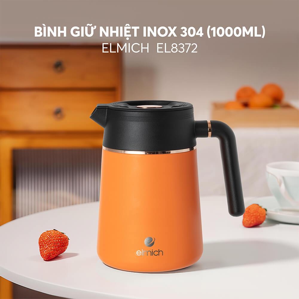 Bình giữ nhiệt gia đình inox 304 Elmich EL8372 1L, Hàng chính hãng, tay cầm tiện lợi - JoyMall