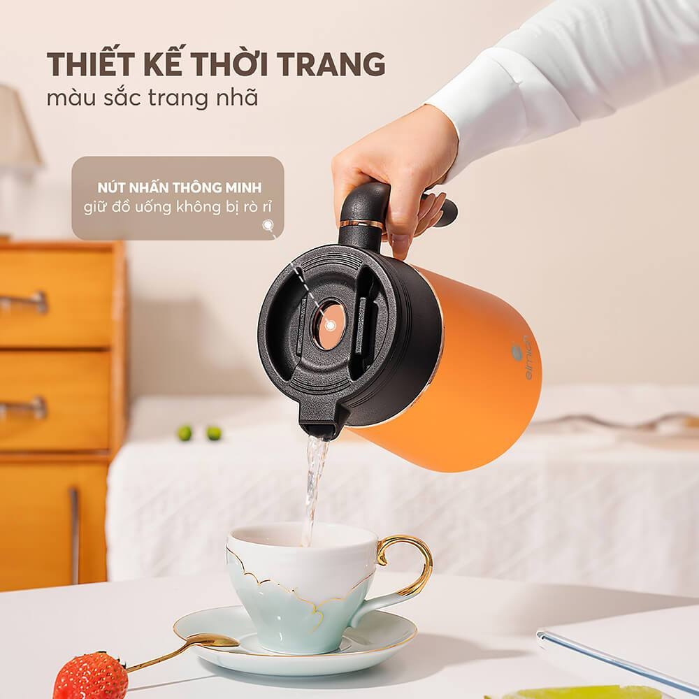 Bình giữ nhiệt gia đình inox 304 Elmich EL8372 1L, Hàng chính hãng, tay cầm tiện lợi - JoyMall