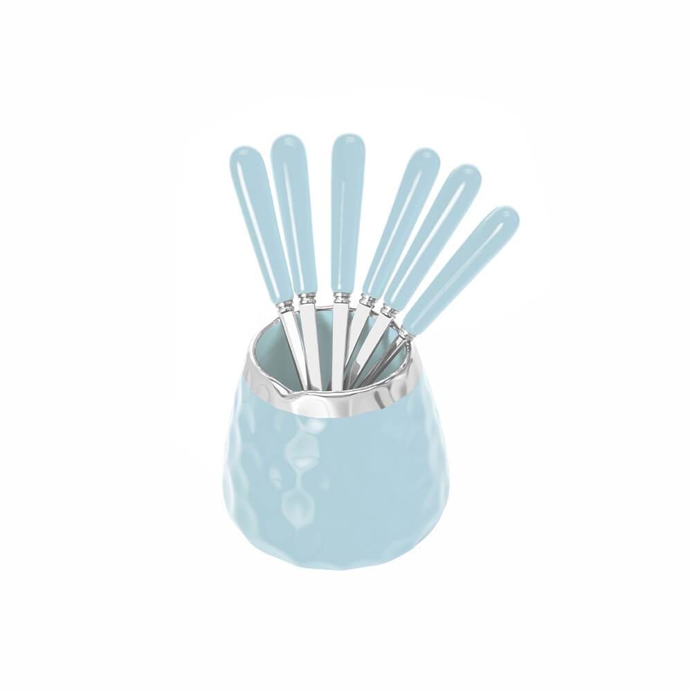 Bộ lọ sứ kèm 6 nĩa inox 304 màu cam Elmich EL0209, Hàng chính hãng, thiết kế sang trọng - JoyMall