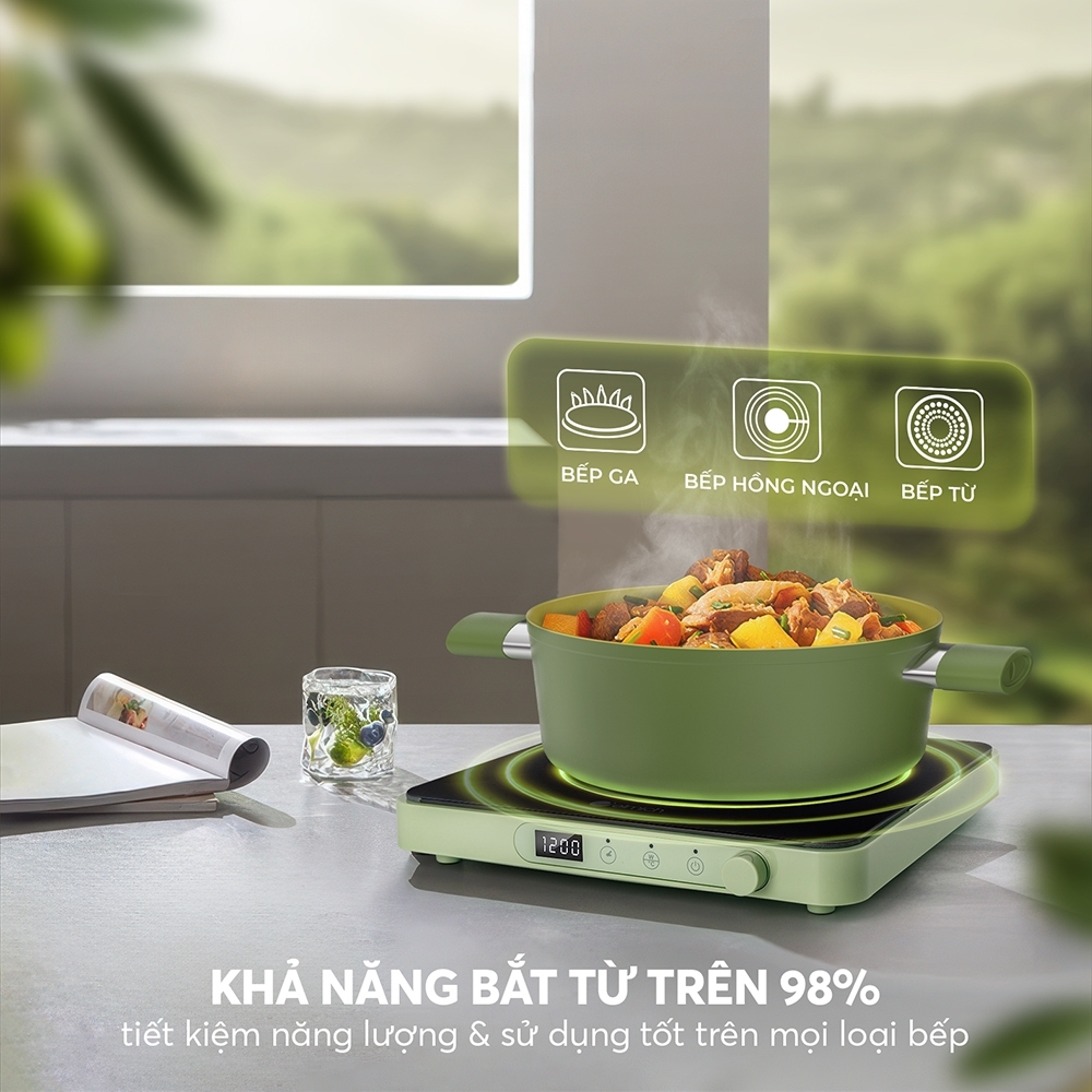 Bộ nồi phủ sứ an toàn Elmich Olive Classic EL-5233OV03 size 18,20,24cm, Hàng chính hãng - JoyMall