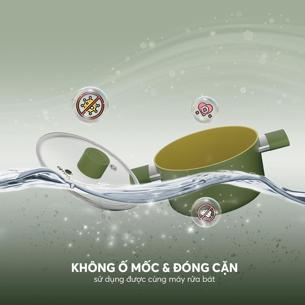 Bộ nồi phủ sứ an toàn Elmich Olive Classic EL-5233OV03 size 18,20,24cm, Hàng chính hãng - JoyMall