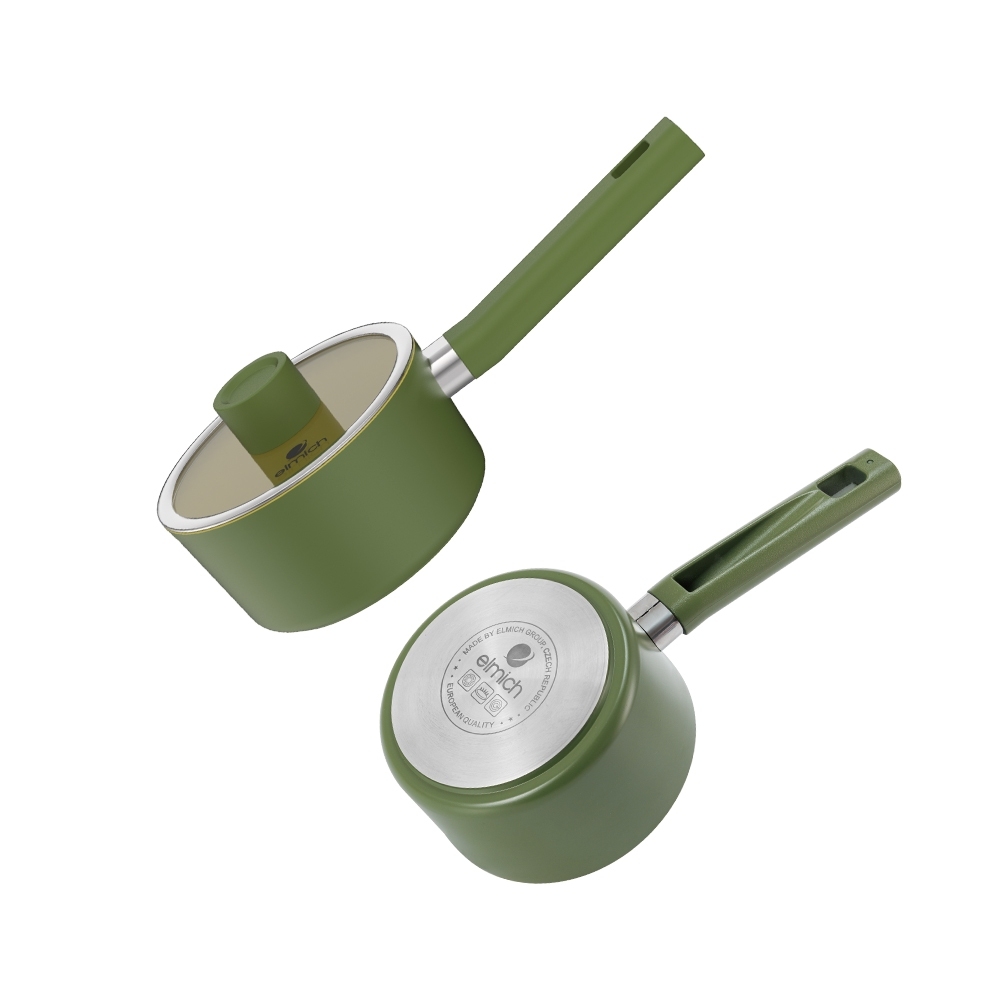Bộ nồi chảo quánh phủ sứ Elmich Olive Classic EL-5220OV04 16, 20, 24, 26cm, Hàng chính hãng -JoyMall