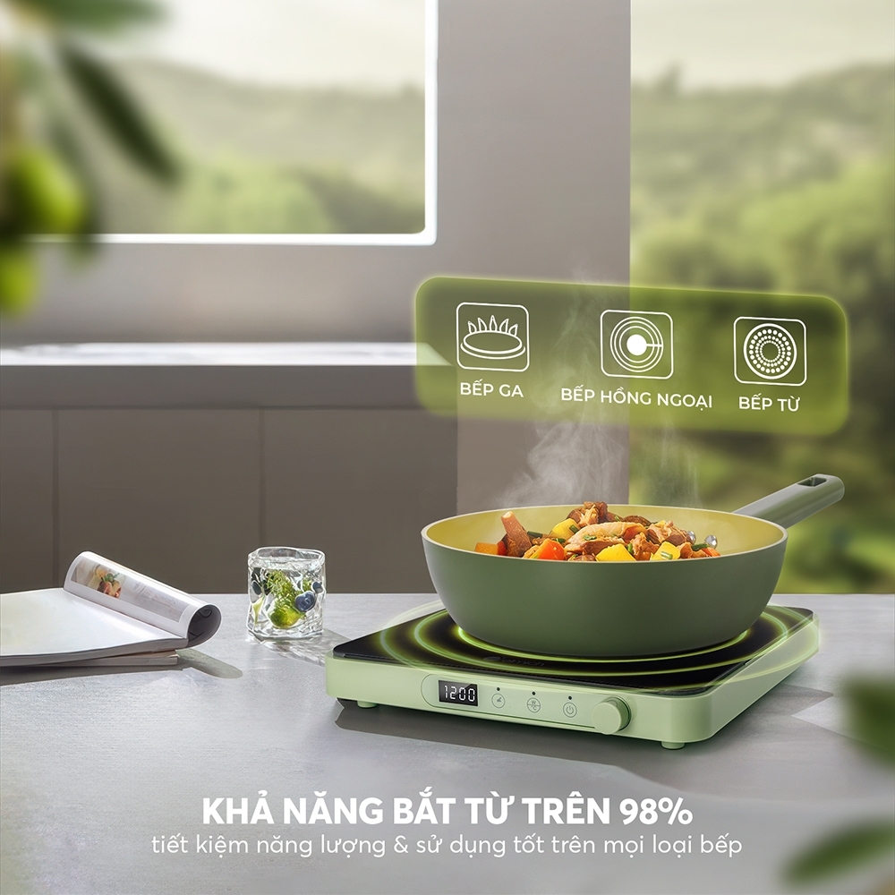 Chảo phủ sứ Elmich Olive Classic EL-5968OV nhiều size, Hàng chính hãng, dùng được mọi bếp - JoyMall